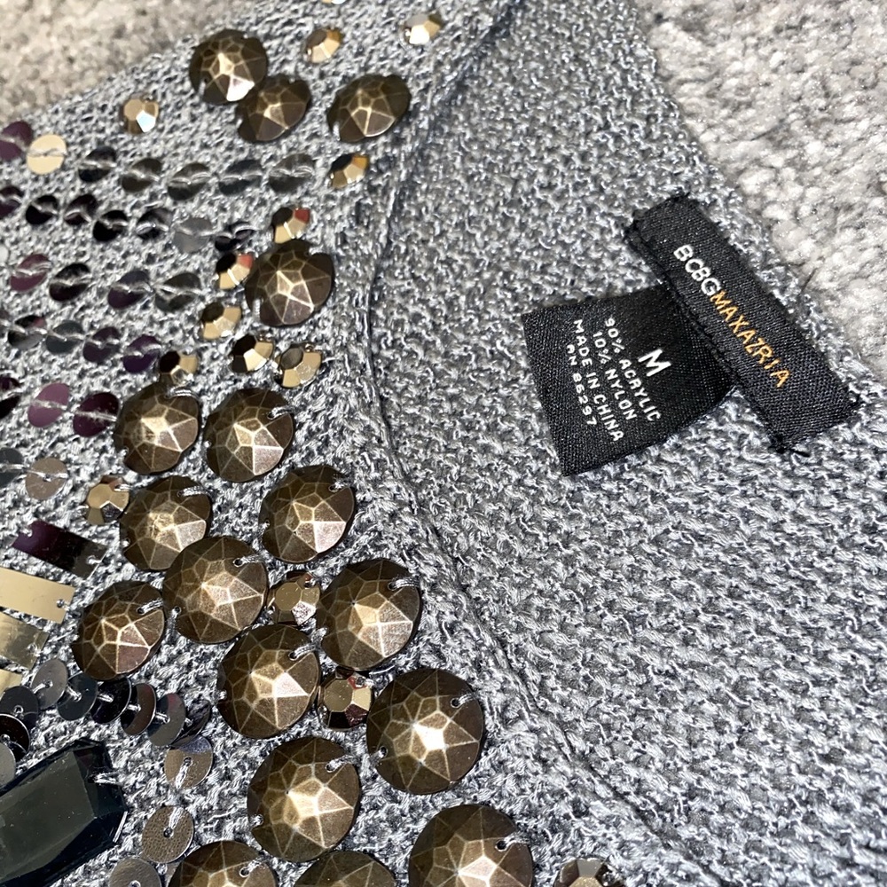 Sequined and studded sweater by BCBG